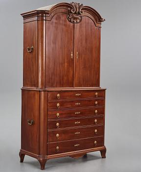 A Swedish rococo mahogany writing cabinet attributed to N. Dahlin (master in Stockholm-1761-87).