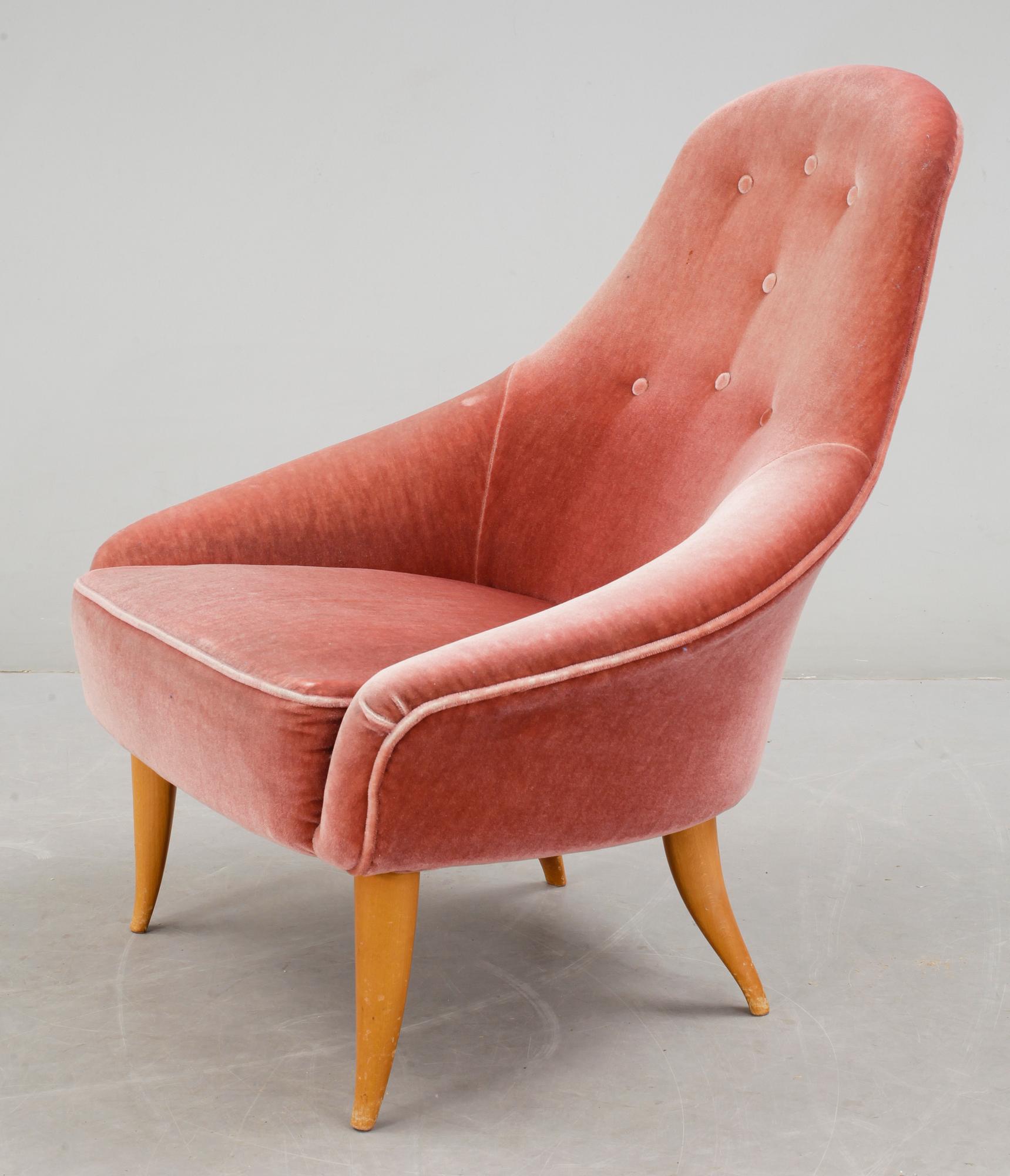 FÅTÖLJ, "Liten Eva", Kerstin Hörlin-Holmquist, Nordiska Kompaniet, Nyköping. Omkring 1900-talets mitt.