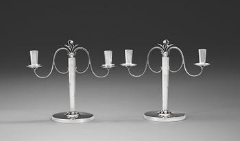 A pair of K. Anderson silver candelabra, Stockholm 1941.
