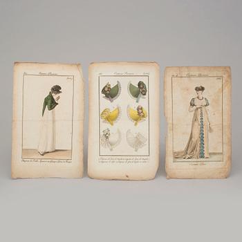 A SET OF 26 HAND COLOURED FASHION ILLUSTRATIONS, early 19th century.