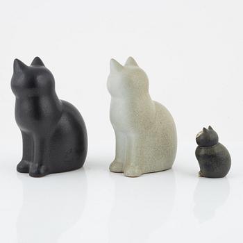 Lisa Larson, a group of three stoneware figurines, Gustavsbergs studio and K-Studion, Gustavsberg.