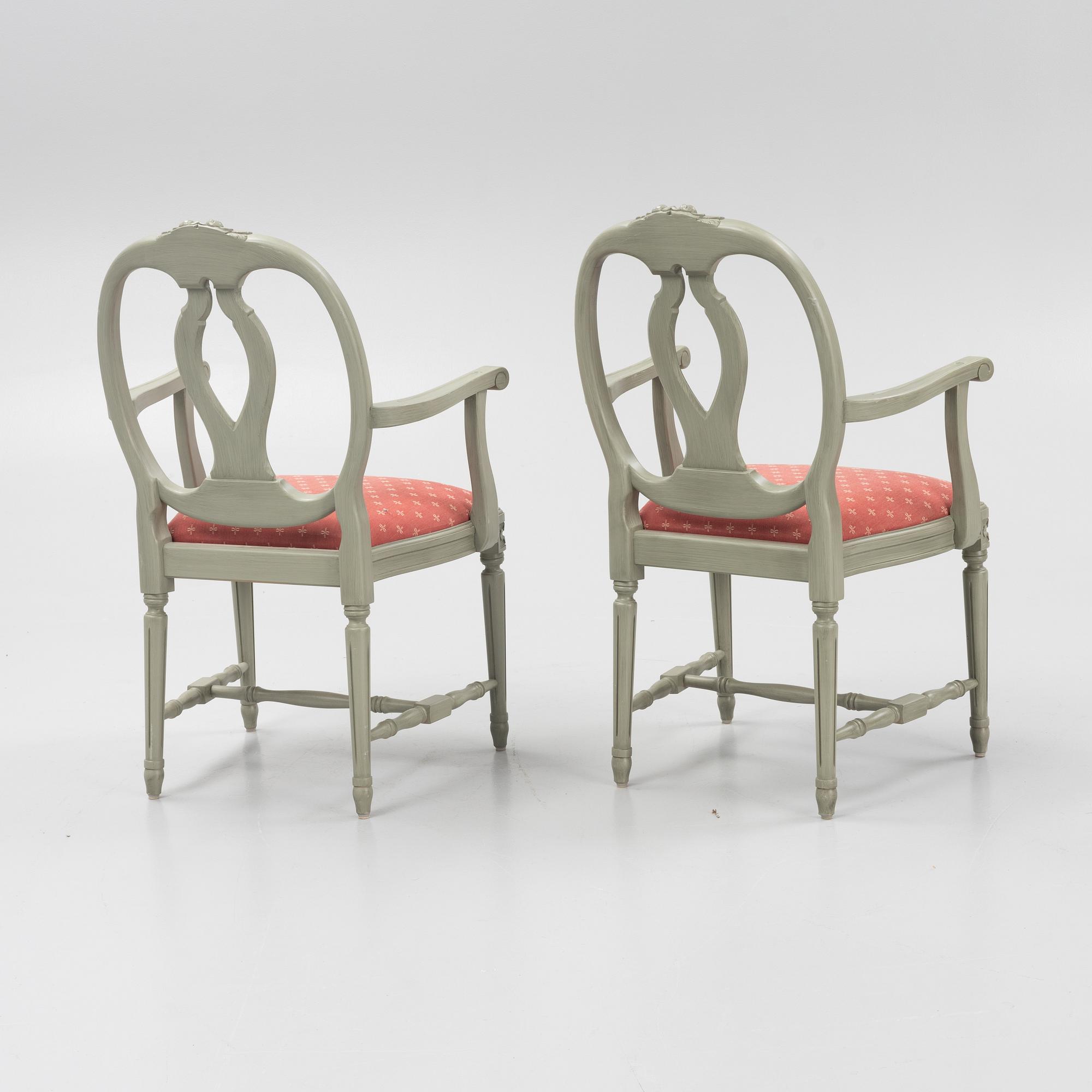 Karmstolar, 8 st, gustaviansk stil, "Gamla Sverige", Åmells möbler, 1900-talets senare del.