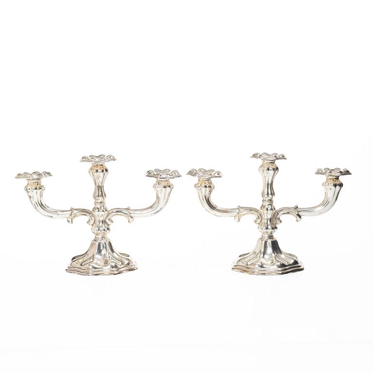 C.G. Hallberg, A pair of silver candelabra, Stockholm, 1939.