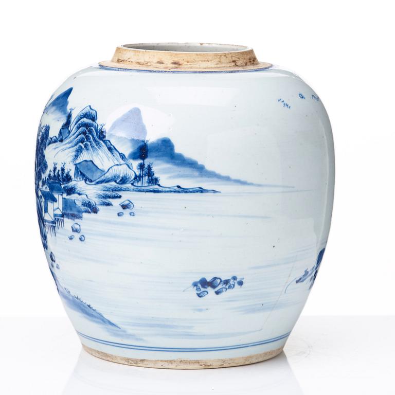 A blue and white jar, Qing dynasty, Qianlong (1736-95).