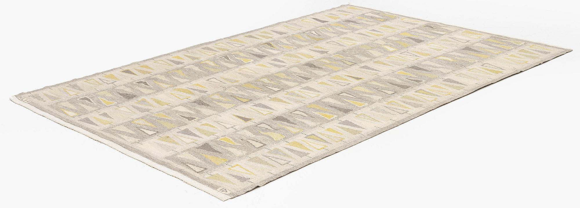 Ingrid Dessau, a carpet, 'Pilevall', flat weave and tapestry weave, c. 258 x 173 cm, signed KLH ID.