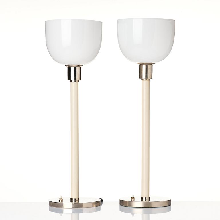 Harald Notini, a pair of table lamps, modell '15171', or "The study lamp", Arvid Böhlmarks Lampfabrik, Sweden, 1930s.