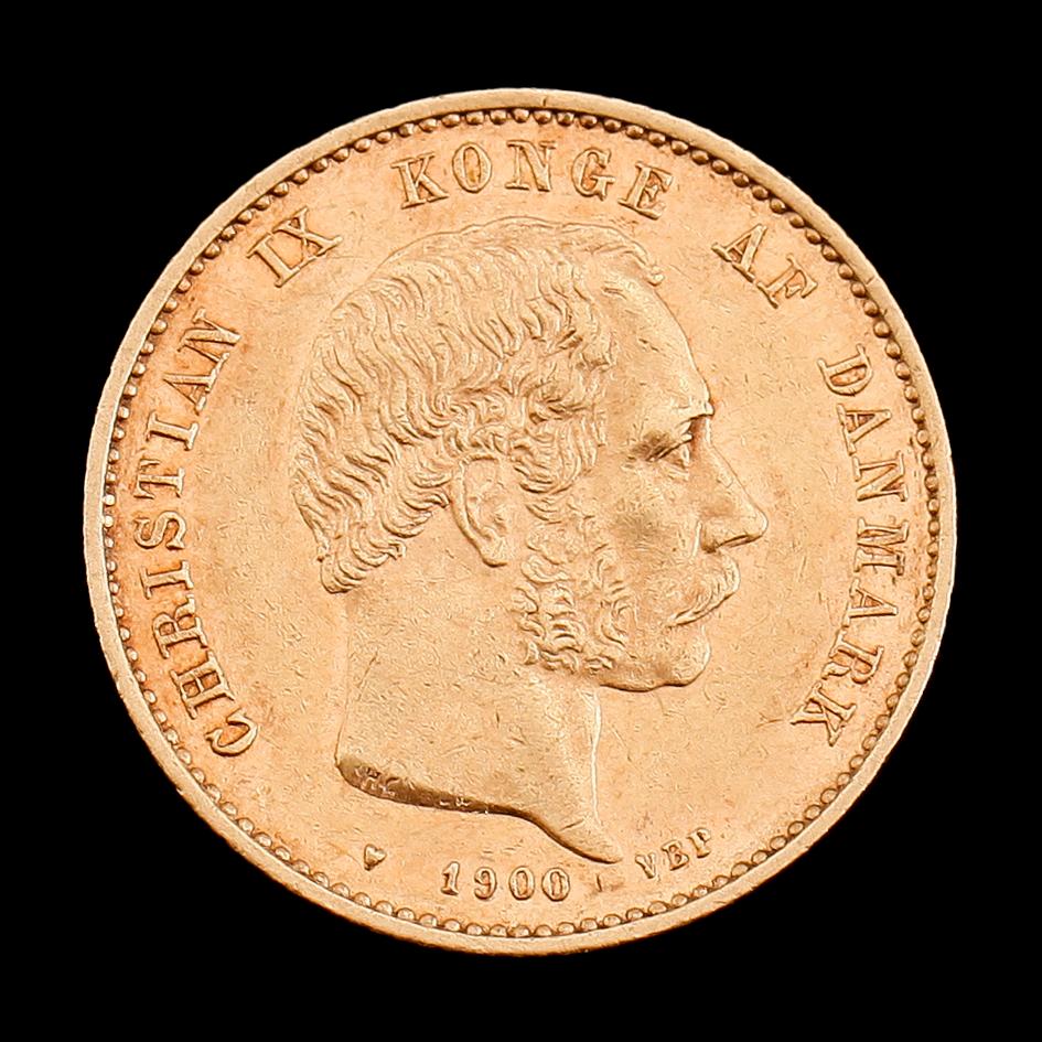 GULDMYNT, 20 kroner, Christian IX, 1900. Vikt ca 9 gram.