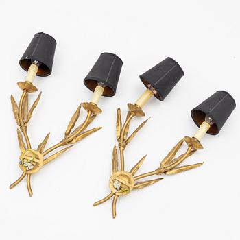 Wall sconces, a pair, France, second half of the 20th century.