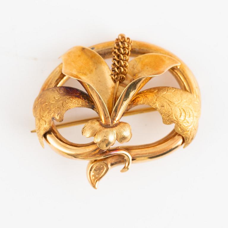 Lars Larson & Co, 18k gold brooch, Gothenburg 1858.