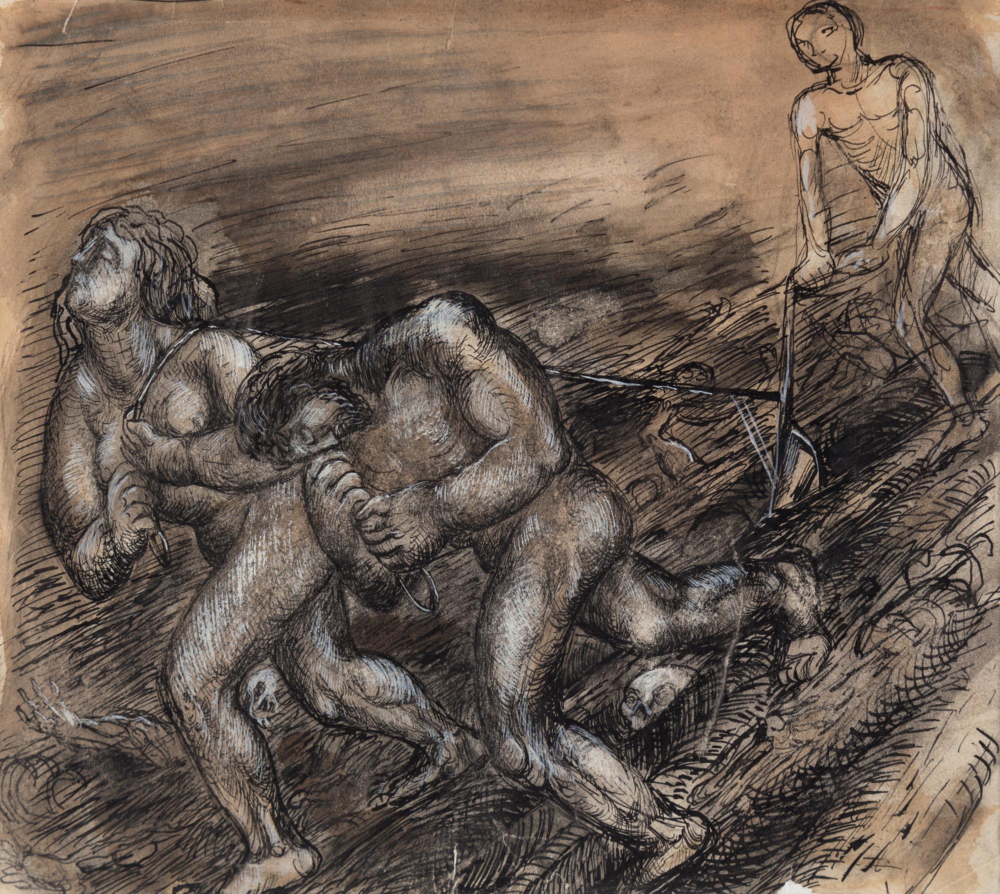 PETER WEISS, mixed media on paper and dated 1940.