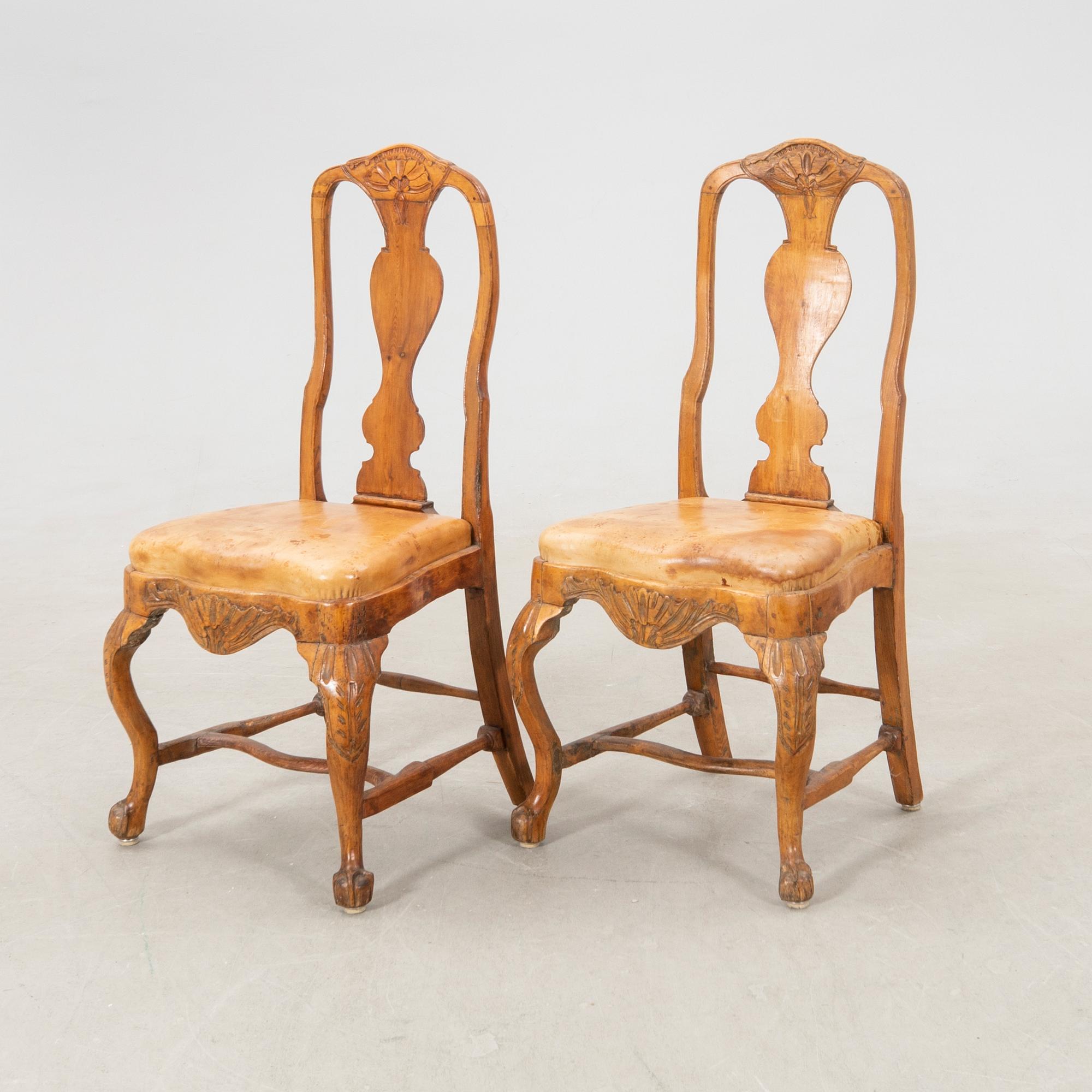 Chairs, two Rococo, West Sweden, mid-18th century.