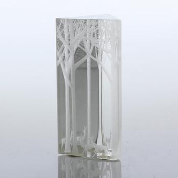 VICKE LINDSRAND, glas, objekt, "Prisma", Kosta, signerad, 1960-tal.