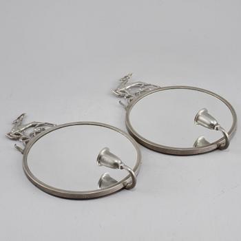 SPEGELLAMPETTER, ett par, tenn, troligen C G Hallberg, 1900-talets andra kvartal.