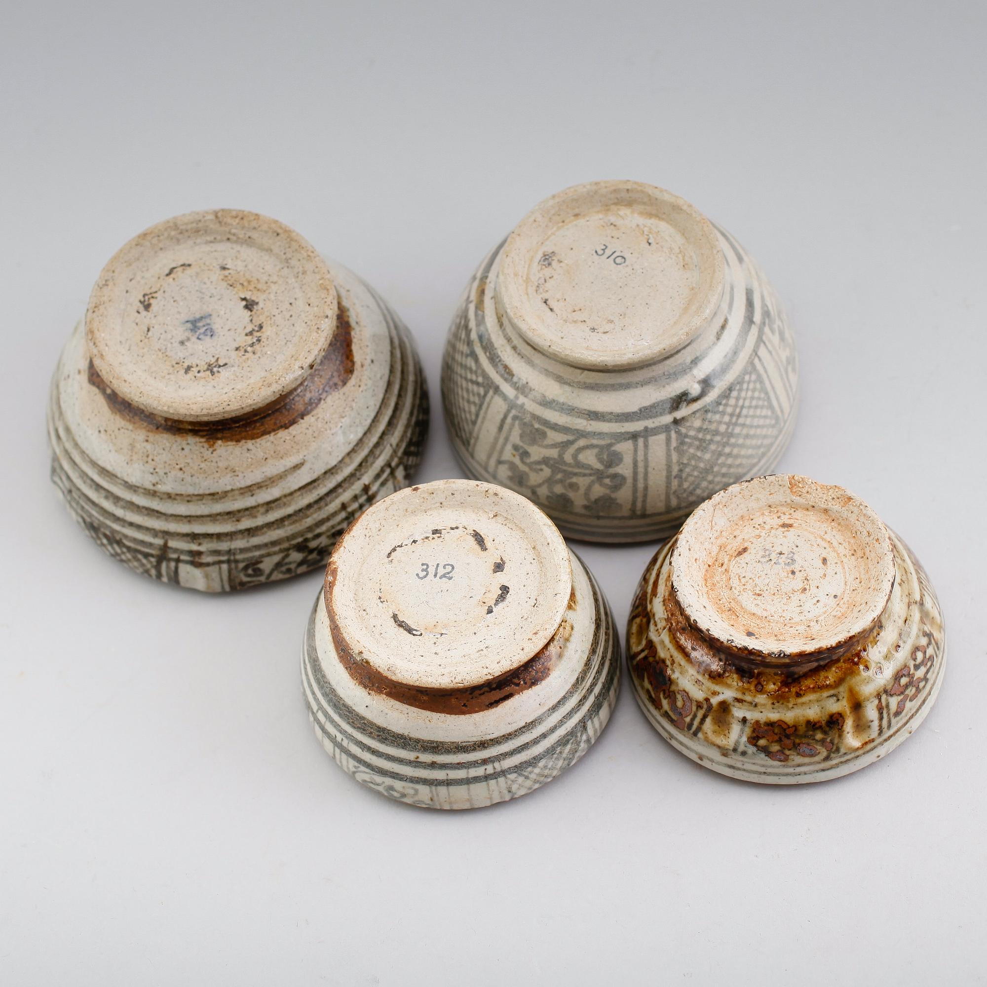 LOCKDOSOR, 4 st, stengods, Sawankholok, Thailand, 1400-tal.