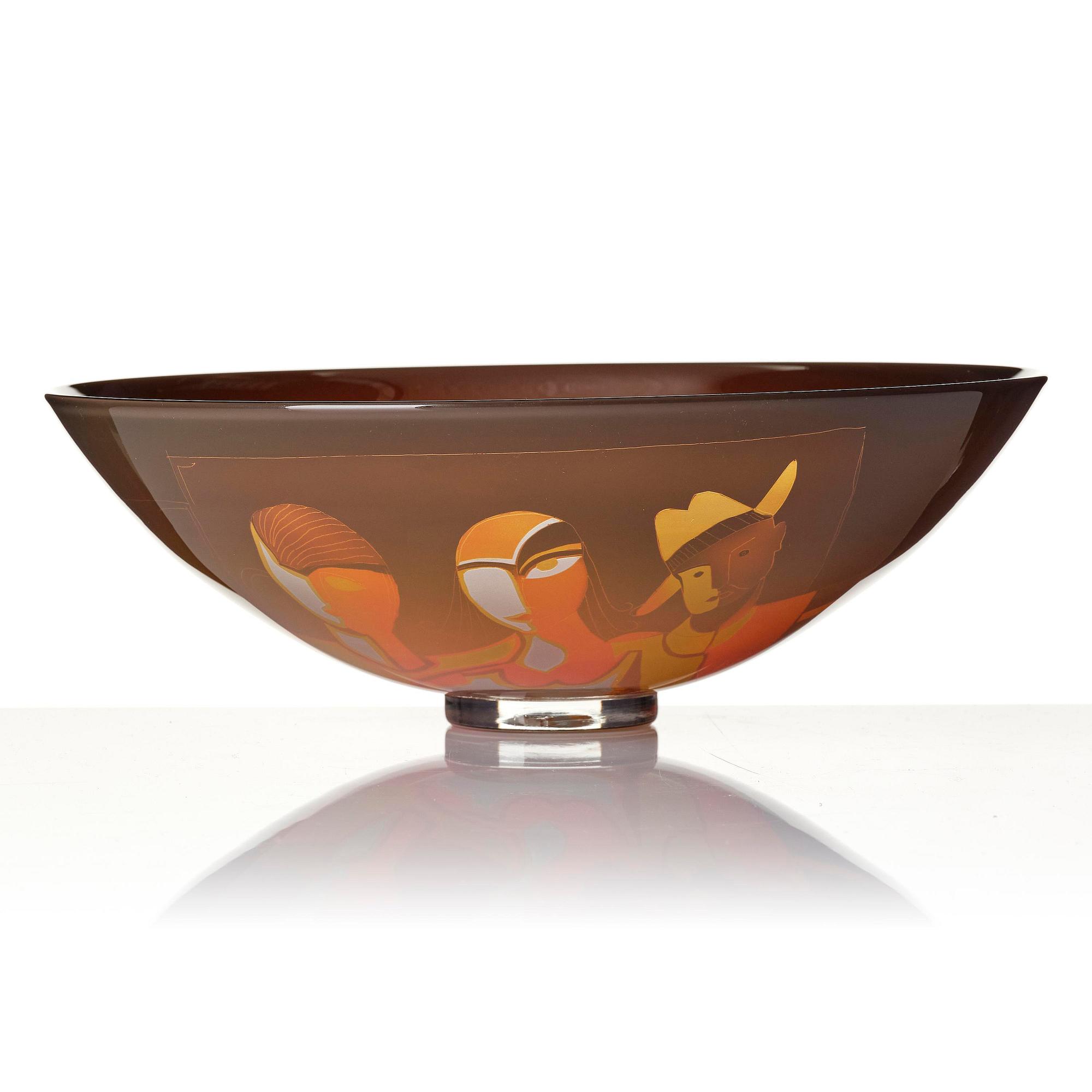 Klas-Göran Tinbäck, a blasted glass bowl, blown by Wilke Adolfsson, 1985.