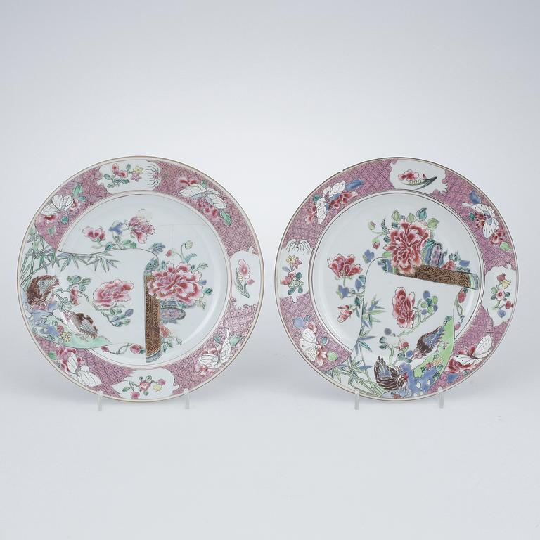 TALLRIKAR, 7 st, porslin, Qianlong, Kina 1700-tal.