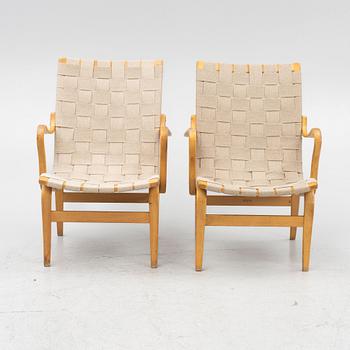 Bruno Mathsson, a pair of 'Eva' armchairs, Karl Mathsson Värnamo 1961 and 1962.