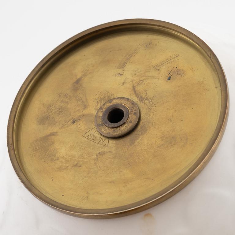 A Swedish Modern brass and enamel table lamp from Svenska Metallverken, 1940's.