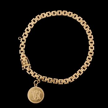 ARMLÄNK, guld 18K, Gustaf Dahlgren & Co, Malmö 1954. Vikt ca 13 gram.