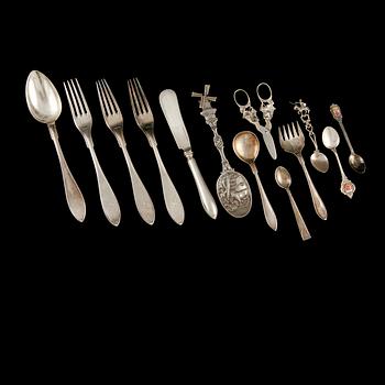 PARTI BESTICK, 13 delar, silver, 1900-tal. Vikt 500 g.