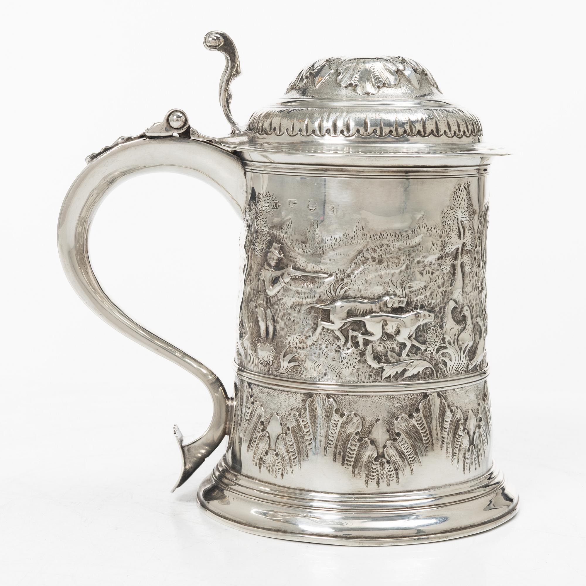 Richard Gosling, dryckeskanna, silver, London 1736.