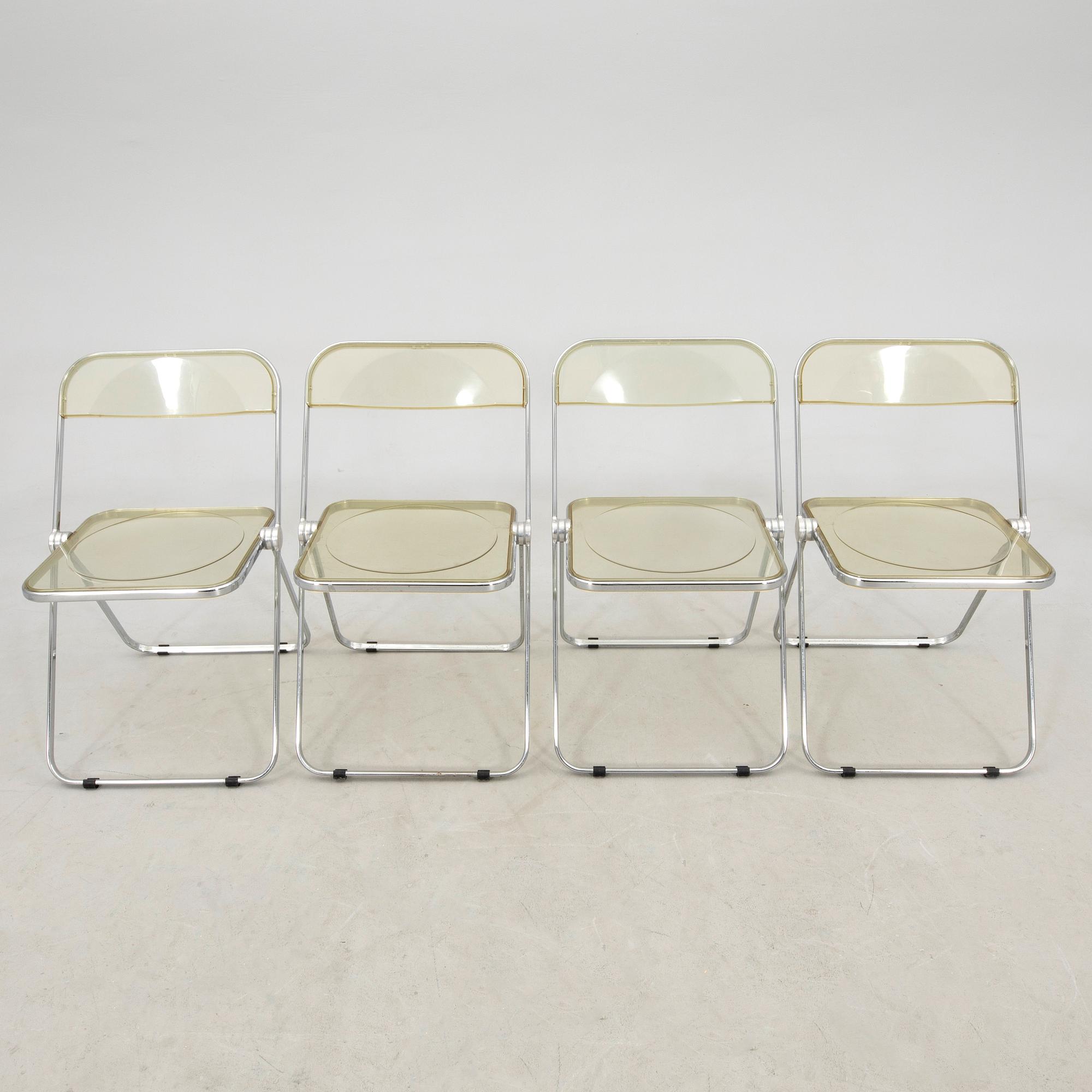 Giancarlo Piretti, fällstolar 4 st, "Plia", Castelli, formgivna 1967.