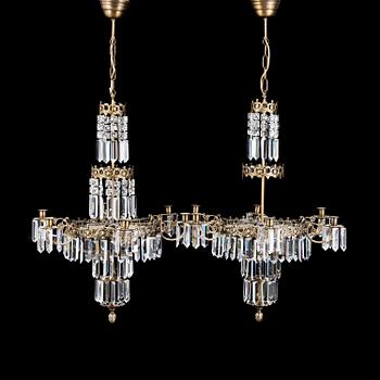 A second half of the 20th Century pair of chandeliers.