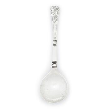 254. A Danish early 18th century silver spoon, unidentified makers mark, Copenhagen between 1717-1729.