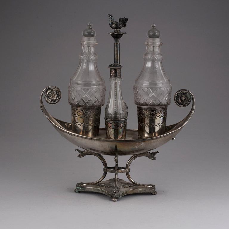 BORDSSURTOUT, silver, Adolf Zethelius, Stockholm, 1813. Vikt (exkl. glas) 1392 g.