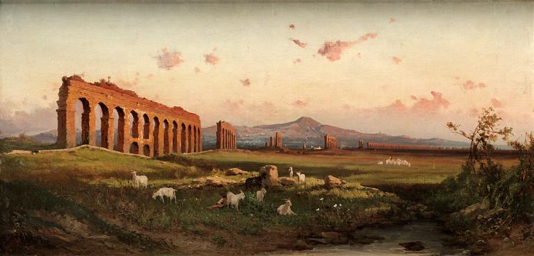 Italian landscape with an aqueduct.