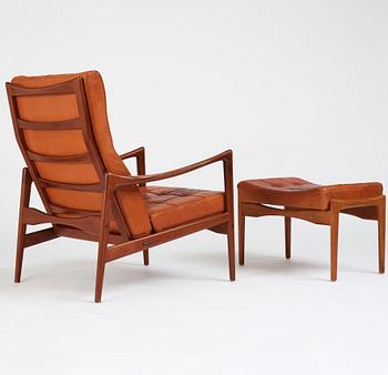 Ib Kofod Larsen, a "Örenäs" easy chair with ottoman, Olof Perssons Fåtöljindustri (OPE), Sweden, 1960's.