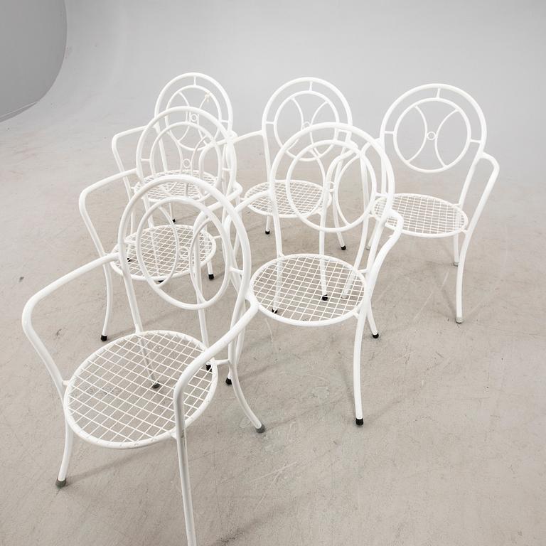 A Set of six laquerd metal garden chairs 1970/80s Denmark.