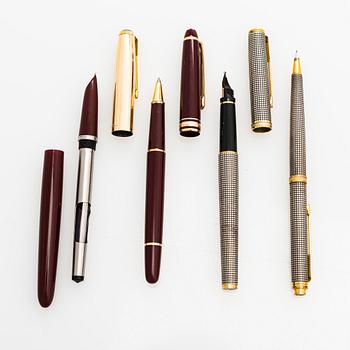 A set of four pens, Montblanc Meisterstuck & Parker.