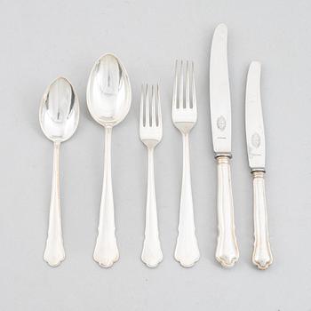 Bestickservis, 27 delar, silver, "Chippendale", GAB, Stockholm 1940.