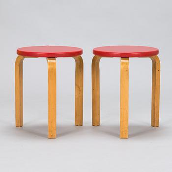 Alvar Aalto, a pair of  '60' stools, Artek 1950s-60s.