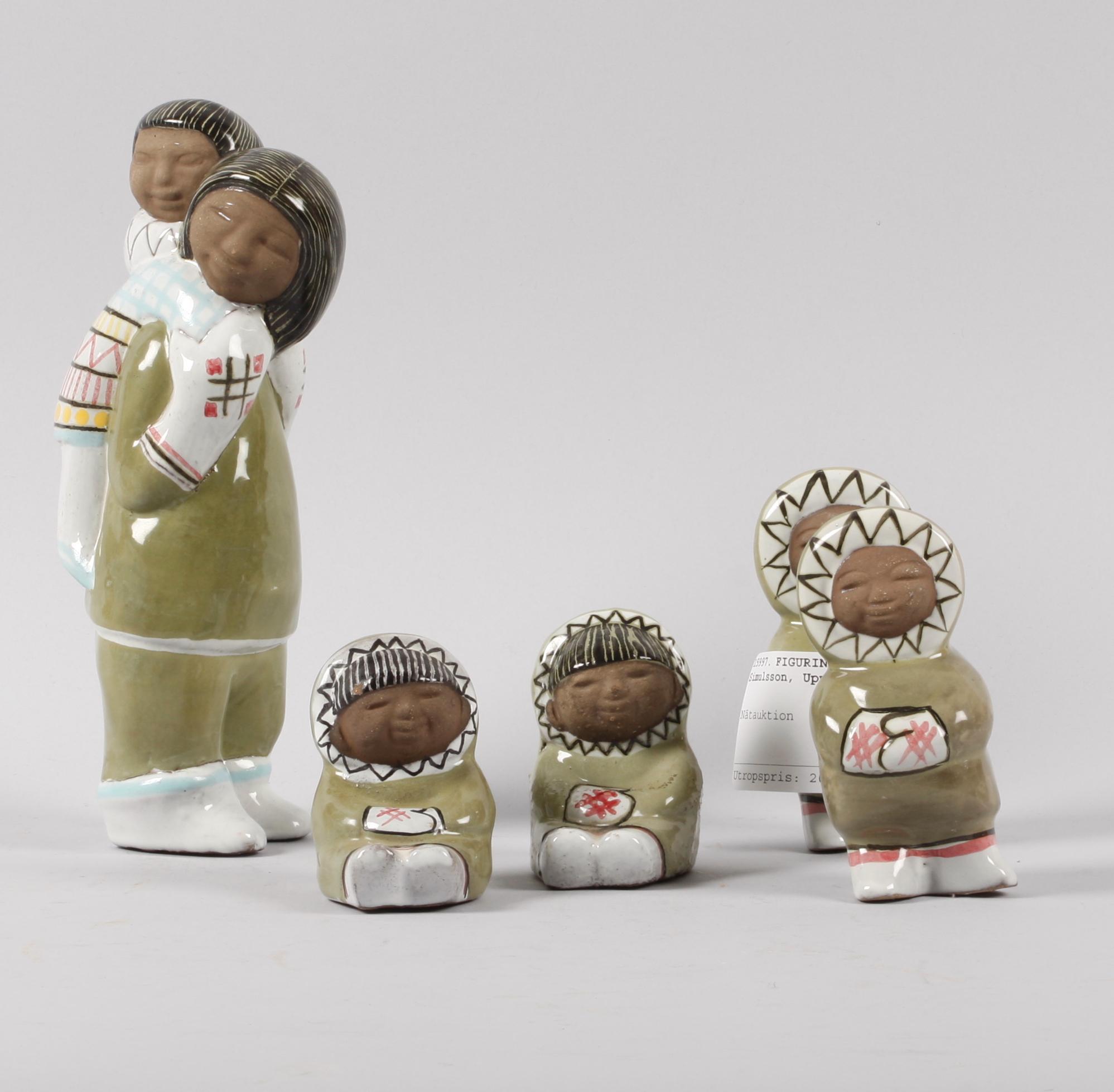 FIGURINER, 5 st, stengods, Marie Simulsson, Upsala Ekeby.