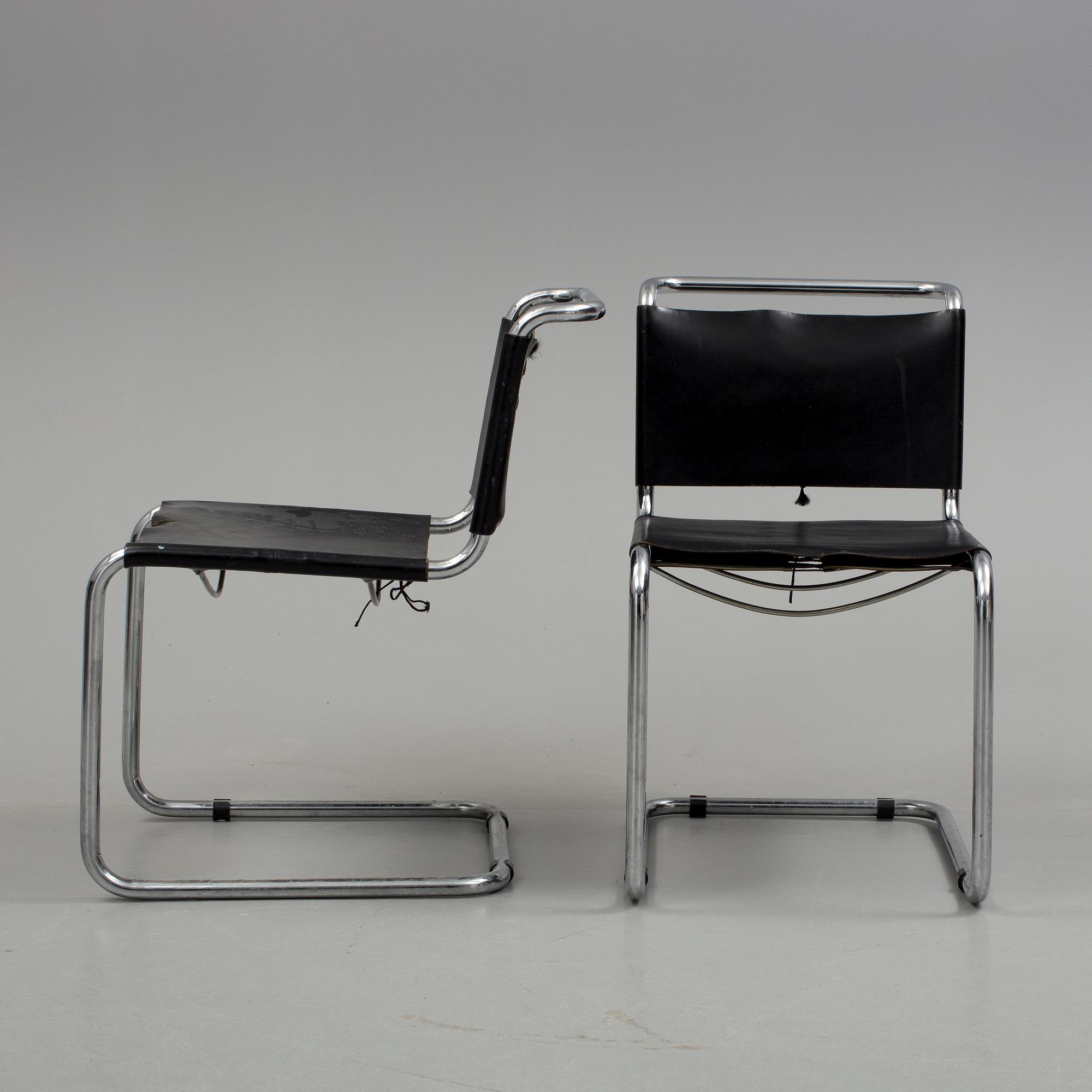 STOLAR, 7 st. Formgivna av Marcel Breuer, modell B 33. 1960-70-tal.