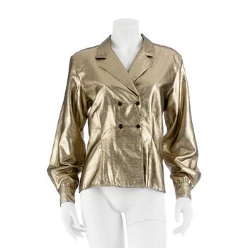 CHRISTIAN DIOR, a goldlamé jacket / shirt. Size 8.