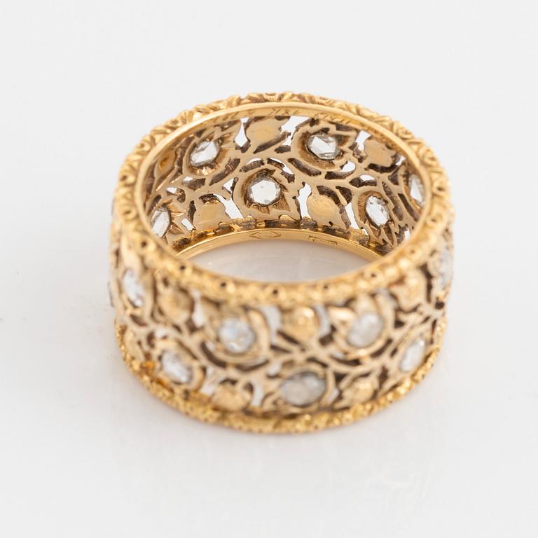 An 18K gold Buccellati ring set with rose-cut diamonds.