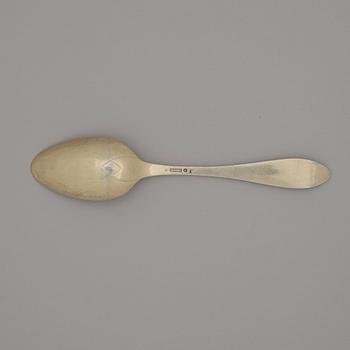 Erik Bratt, begravningssked, förgyllt silver, Uddevalla (verksam 1798-1816).