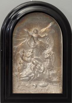 CARL JOHAN BOSTRÖM, relief, försilvrad koppar, på bakstyckets insida signerad och daterad 1862.