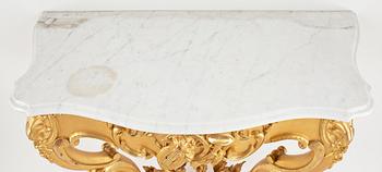 SPEGLAR MED KONSOLBORD, ett par, nyrokoko, 1800-talets andra hälft.