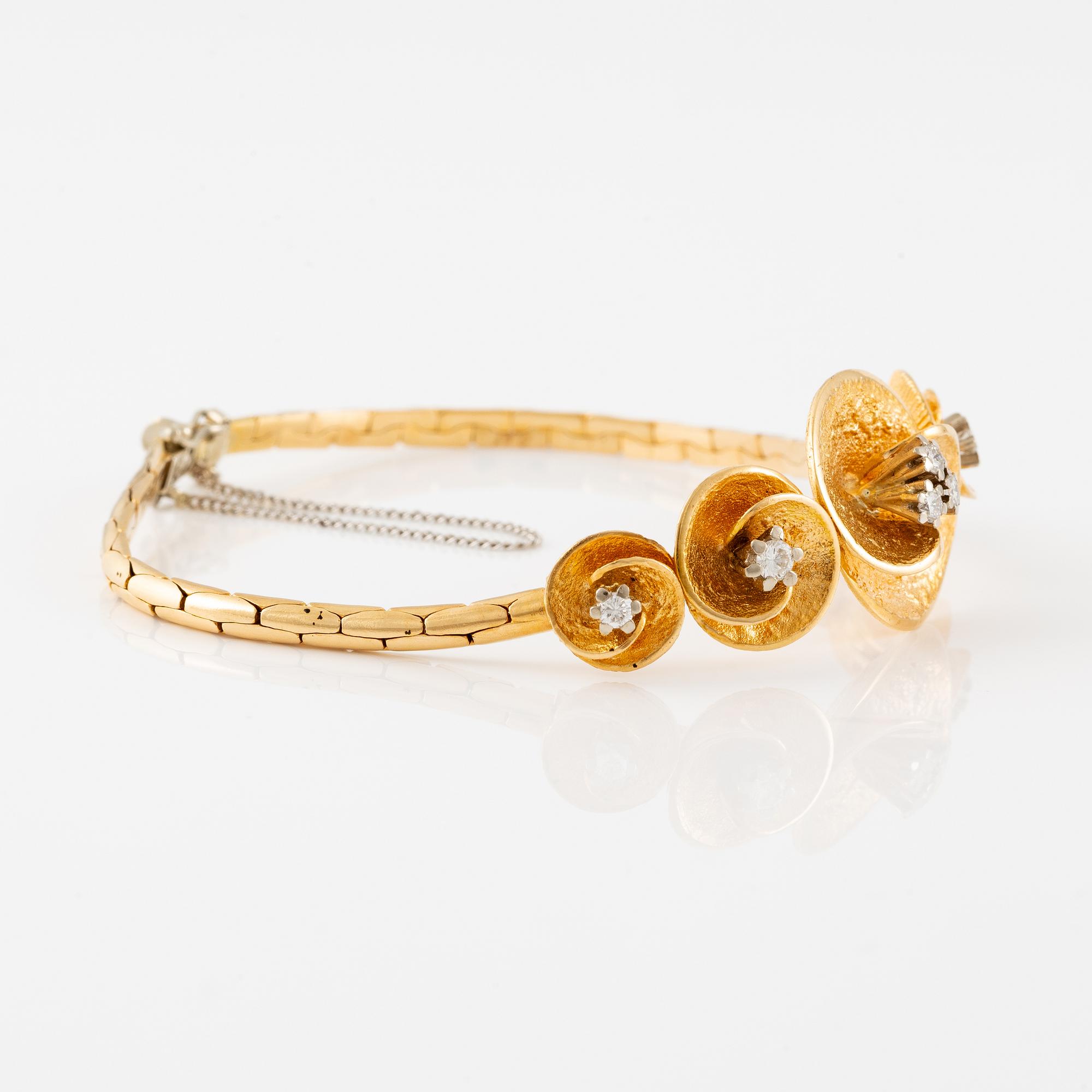 Theresia Hvorslev, armband 18K guld med runda briljantslipade diamanter, Lidköping 1979.