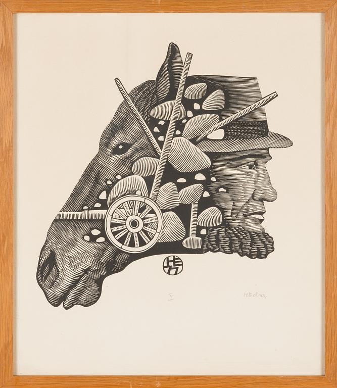 Herald Eelma, linosnitt, signerad och märkt II.