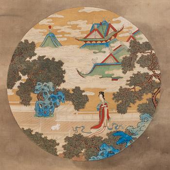 A Chinese scroll painting, Qing dynasty, circa 1900.