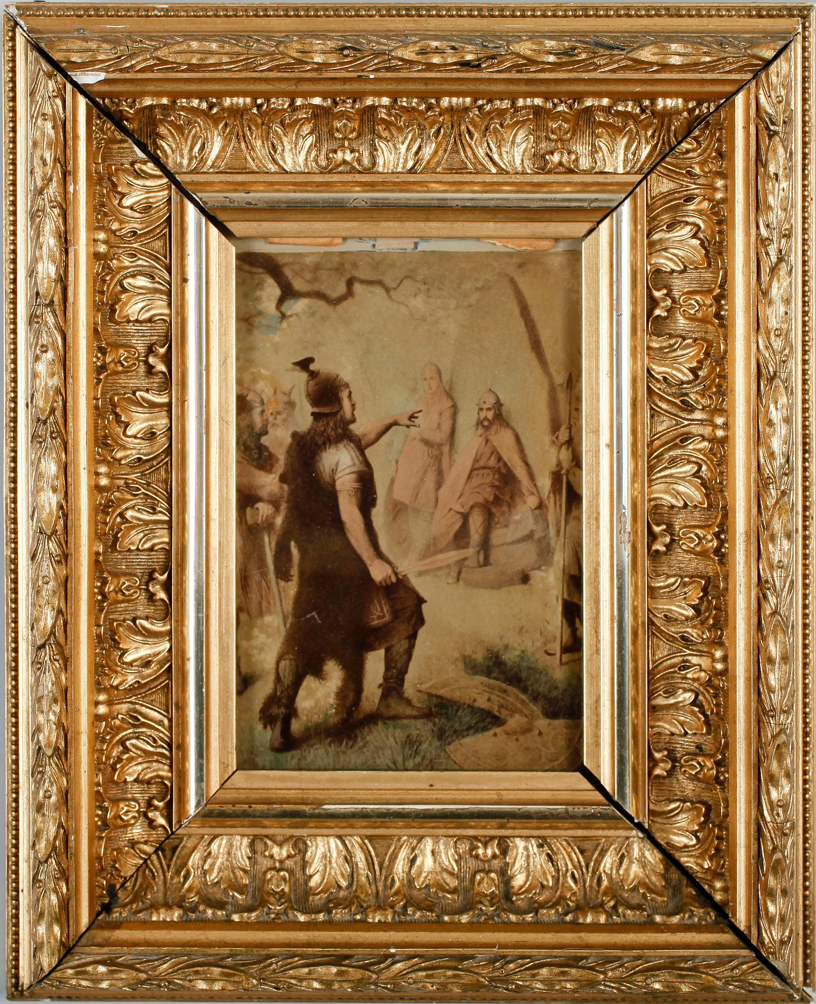 TAVLOR, 2 st, litografiska tryck på glas, sekelskiftet 1900.
