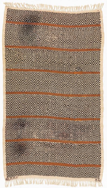 Barbro Nilsson, a flat weave 'Rosengång med brun rand", 215 x 127 cm. Signed AB MMF BN.