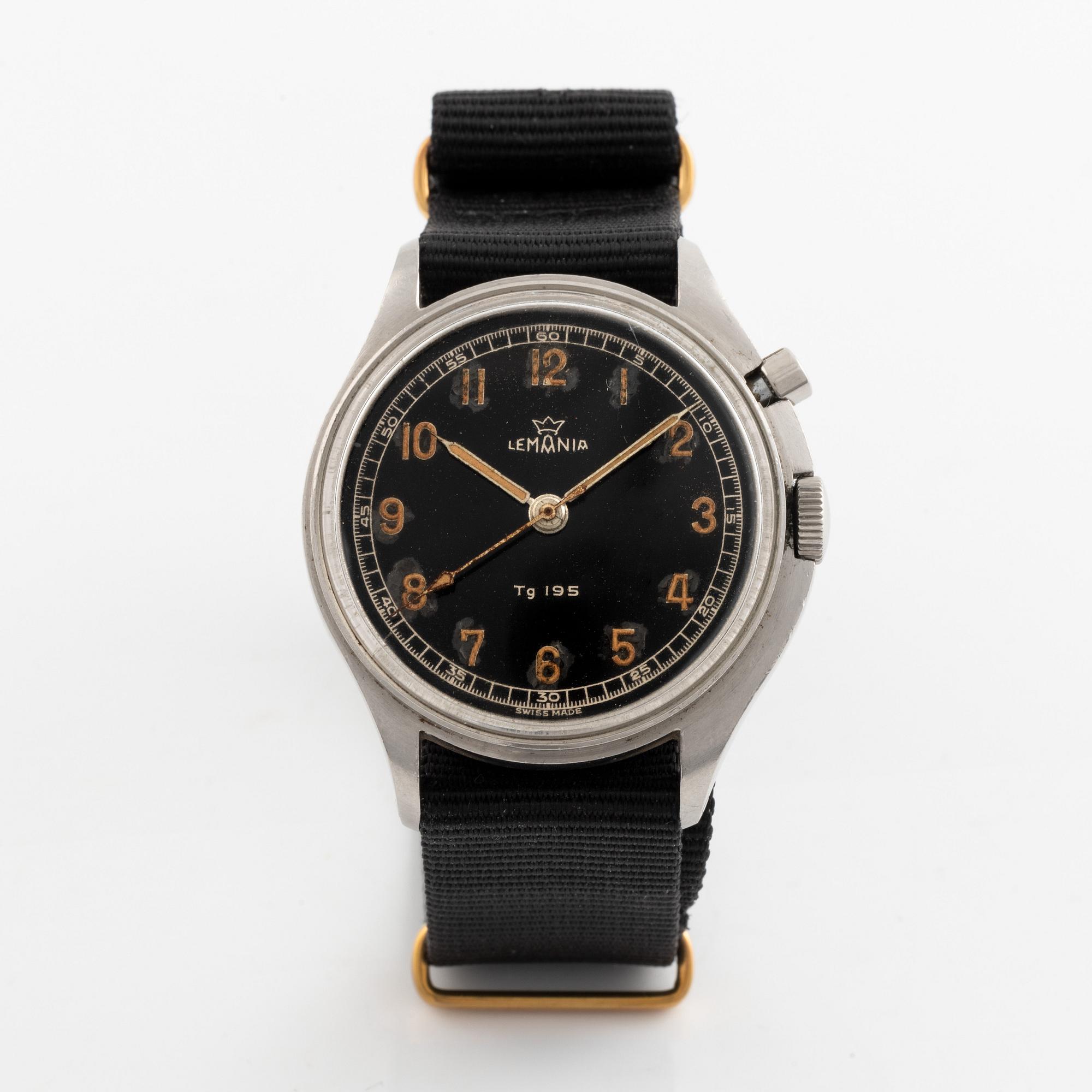 Lemania, Tg 195, "Tre kronor", armbandsur, 40 mm.