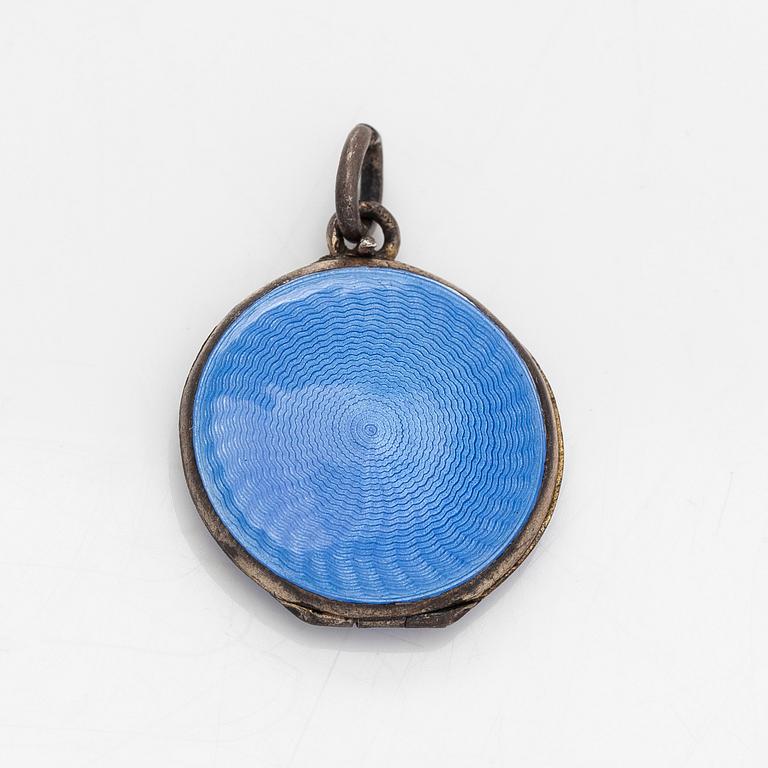 A gilded silver and enamel box, Marius Hammer, Norway, and a pendant in silver and enamel.