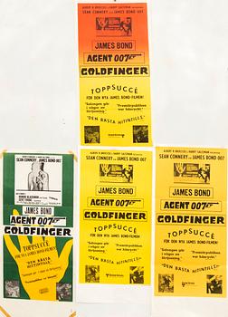 Film posters, 4 pcs, James Bond "Goldfinger" 1965 and later.